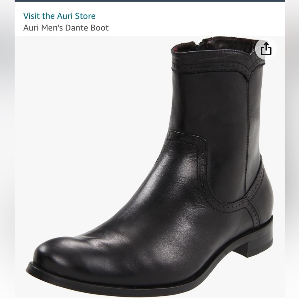 Auri Dante Men’s Handmade Black Leather Boots Size 11
